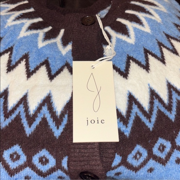 Joie Blue Fair Isle Button-Up Cardigan NWT - Picture 6 of 6